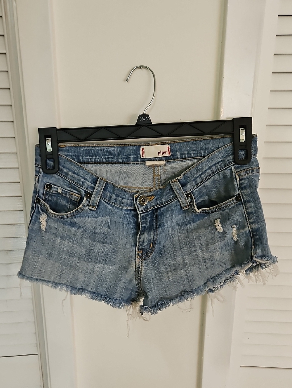 Piper Light Wash Distressed Denim Cutoff Shorts